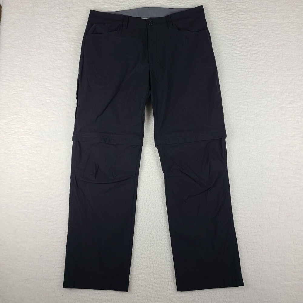 Eddie Bauer Convertible Tech Pants Mens 36 x 30 Black Straight Performance Chino